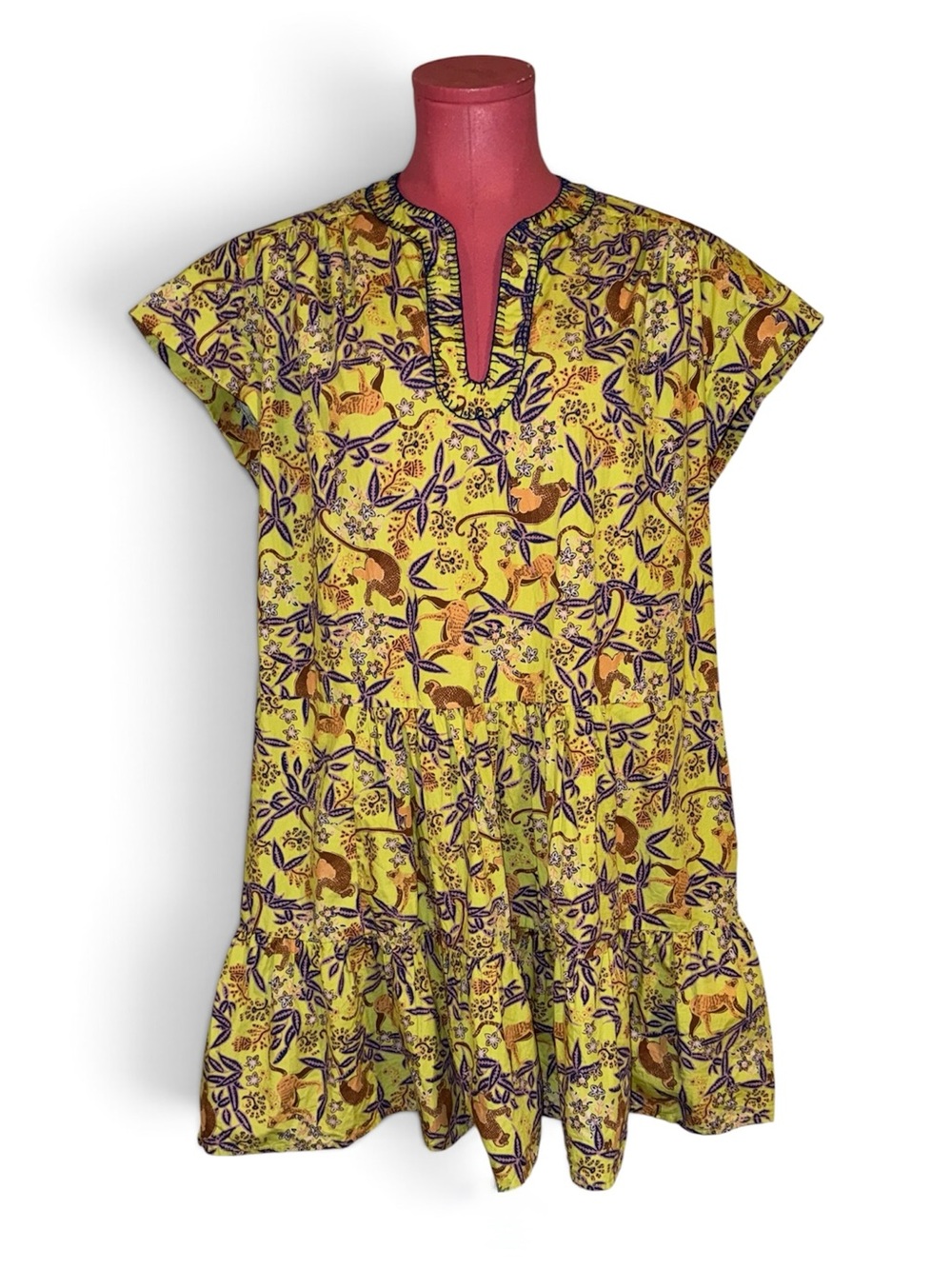 SALONI Ashley-B Mini Dress, Size 2, Color "Citrus Jungle Monkey"